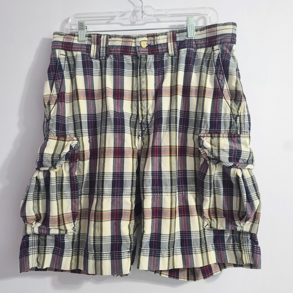 Vintage Polo by Ralph Lauren Men's Plaid Cargo Shorts with Drawstring size 34